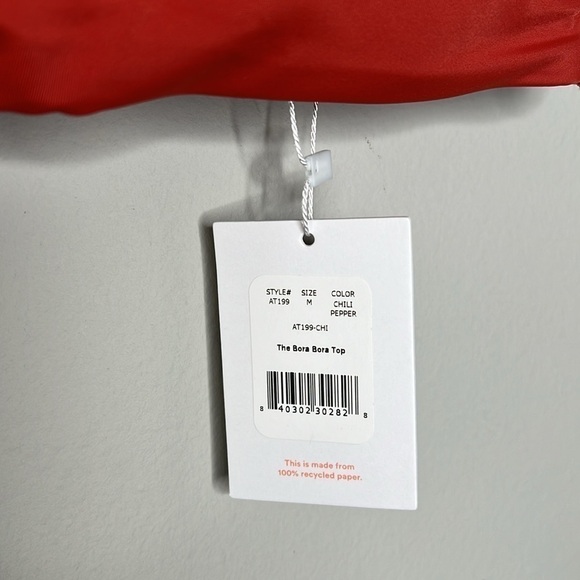 Andie Swim The Bora Bora Convertible Bikini Top in Chili Pepper Red Size Medium - Picture 3 of 5